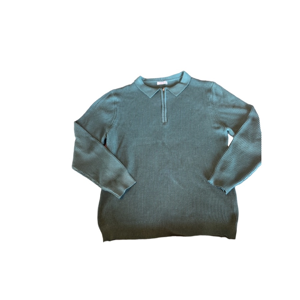 Coofandy Green Ribbed Quarter Zip Sweater XXL